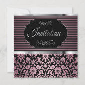 50. Rosa-, silberner u. Schwarzerdamast des Einladung (Vorderseite)