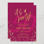 50. Rosa und Gold Geburtstagsparty Einladung (Vorne/Hinten)