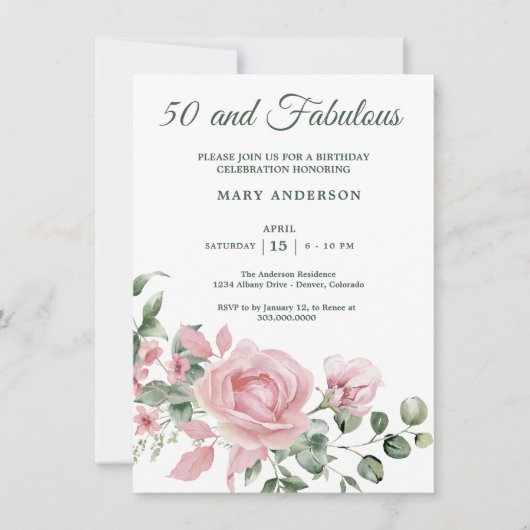 50. Rose Einladung (Vorderseite)