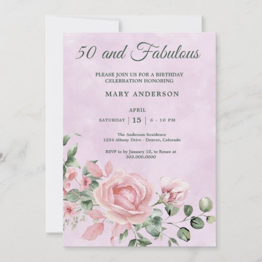 50. Rose Einladung (Vorderseite)