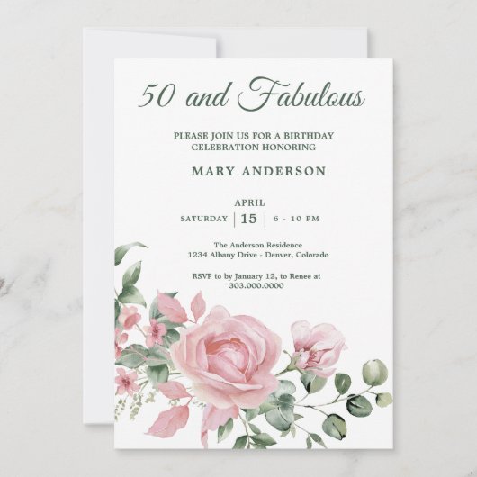 50. Rose Einladung (Vorderseite)