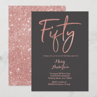 50 Rose Gold 50. Geburtstag Einladung