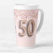 50. Rose Gold Glitzer Tropfen Rosa Foto Milchtasse (Rechte Ecke)