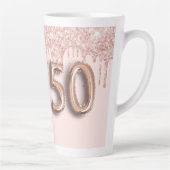 50. Rose Gold Glitzer Tropfen Rosa Foto Milchtasse (Rechts)