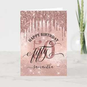 50. Rose Gold Happy Birthday Card Karte