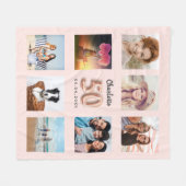 50. Rose Gold Rosa Foto Collage Name Fleecedecke (Vorderseite (Horizontal))