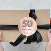 50. Rose Gold Rosa Tropfen Runder Aufkleber