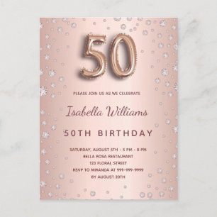 50. Rose Golddiamanten Glamour Postkarte