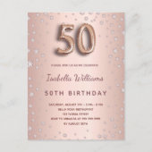 50. Rose Golddiamanten Glamour Postkarte (Vorderseite)