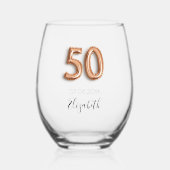 50. Rose Goldname Weinglas Ohne Stiel (Vorderseite)