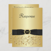 50. RSVP-Karte für Schwarz und Gold RSVP Karte (Vorne/Hinten)