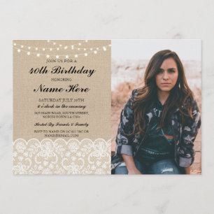 50. rustikale Leinwand-Spitze des Einladung