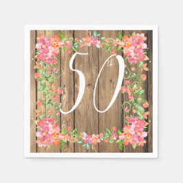 50. Rustikales Holzstall Geburtstag Blumengarten P Serviette