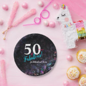 50 sagenhafte Jahre rosa, silberner aquamariner Gl Pappteller (Party)