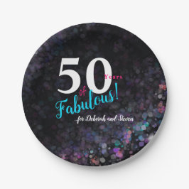 50 sagenhafte Jahre rosa, silberner aquamariner Gl Pappteller