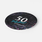 50 sagenhafte Jahre rosa, silberner aquamariner Gl Pappteller (Schrägansicht)