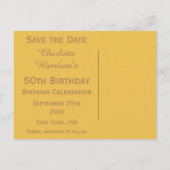 50. Save the Date für Skate des Disco-Balls und Ro Ankündigungspostkarte (Rückseite)