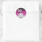 50 Schwarz, Rosa, Weiß, Ober, mit Blume Runder Aufkleber (Tasche)