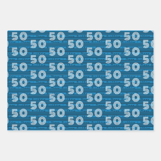 50. Schwarz-weiße Typografie-Zahlen Geschenkpapier Set (Vorderseite 3)