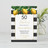 50 Schwarz-weißer Lemon-Streifen Einladung (Stehend Vorderseite)