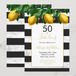 50 Schwarz-weißer Lemon-Streifen Einladung