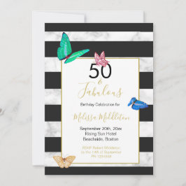 50 Schwarz-weißer Streifenschmetterling Einladung