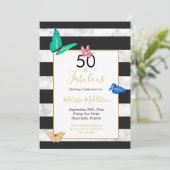 50 Schwarz-weißer Streifenschmetterling Einladung (Stehend Vorderseite)