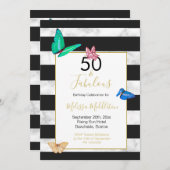 50 Schwarz-weißer Streifenschmetterling Einladung (Vorne/Hinten)