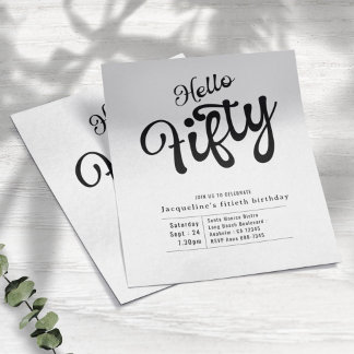 50 Schwarz-weißes Budget 50. Geburtstag Einladung Flyer