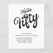 50 Schwarz-weißes Budget 50. Geburtstag Einladung Flyer (Vorne)