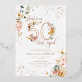 50 sehen gut aus als Rose Folieneinladung (Vorderseite)