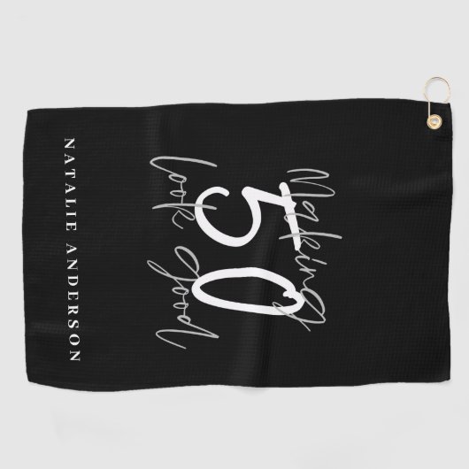 50 sehen gut aus Geburtstagsfeier Golfhandtuch (Horizontal)