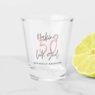 50 sehen gut aus, Girly rosa Glitzer Geburtstag Schnapsglas