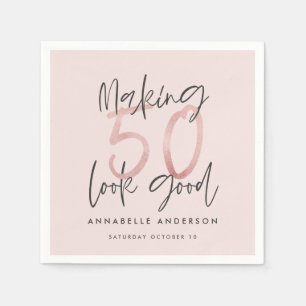 50 sehen gut aus, Girly rosa Glitzer Geburtstag Serviette