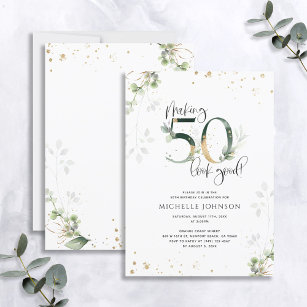 50 sehen gut aus wie der grüne goldene Geburtstag Einladung