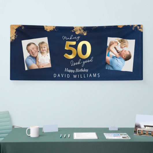 50 sehen gut blau und goldfarben aus banner (Messe)