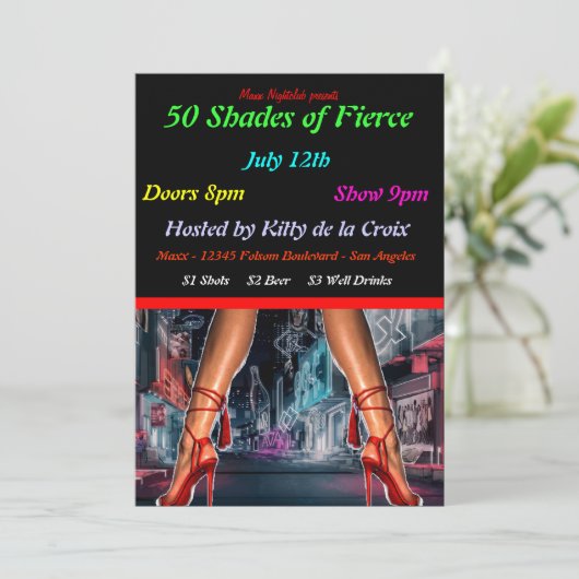 50 Shades of Fierce Event Einladungen (Stehend Vorderseite)