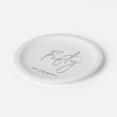 50 Silver Lettering 50. Geburtstag Paper-Teller Pappteller (Schrägansicht)