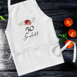 50 So what Watercolor Rose Funny 50th Birthday Schürze<br><div class="desc">50 So what Watercolor Rose Funny 50th Birthday Adult Apron. Floral design with script 50 so what. The design features a positive and funny quote 50 so what in a white script and beautiful watercolor roses and twigs. The apron is great for a woman celebrating her 50th birthday and has...</div>