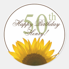 50. Sonnenblume Geburtstag Runder Aufkleber