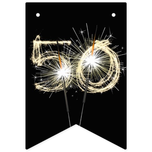 50. Sparkler auf schwarz Wimpelkette (Erste Fahne)
