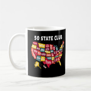 50 Staat Club Map of America für Männer Kaffeetasse