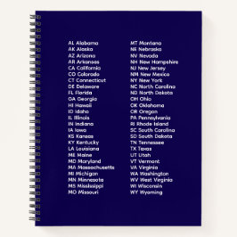 50 Staaten Abkürzungen – Blaues Spiralnotizbuch Notizblock