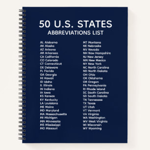 50-Staaten-Abkürzungsverzeichnis – Notizbuch mit b