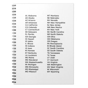 50 Staaten Liste Spiral Foto Notizbuch Notizblock