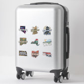 50 Staaten Retro-Aufkleber Set Teil 4 Aufkleber (Koffer)