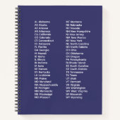 50 States Abbreviations List – Blue Spiral Noteboo Notizblock (Vorderseite)