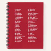 50 States Abbreviations – Red Spiral Notebook Notizblock (Vorderseite)