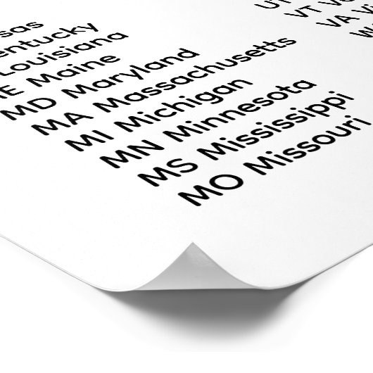 50 States List Poster (Ecke)