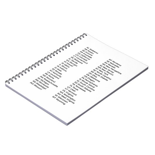 50 States List Spiral Photo Notebook Notizblock (Linke Seite)